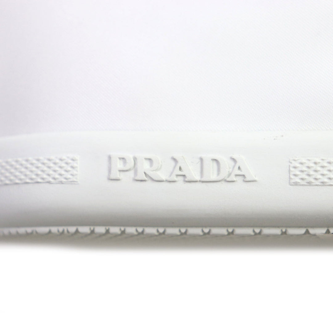 PRADA Low cut sneakers 2EG326 Nylon Leather white mens 5 Used Authentic