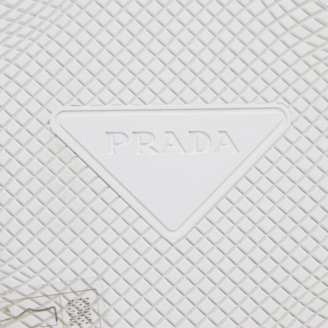 PRADA Low cut sneakers 2EG326 Nylon Leather white mens 5 Used Authentic