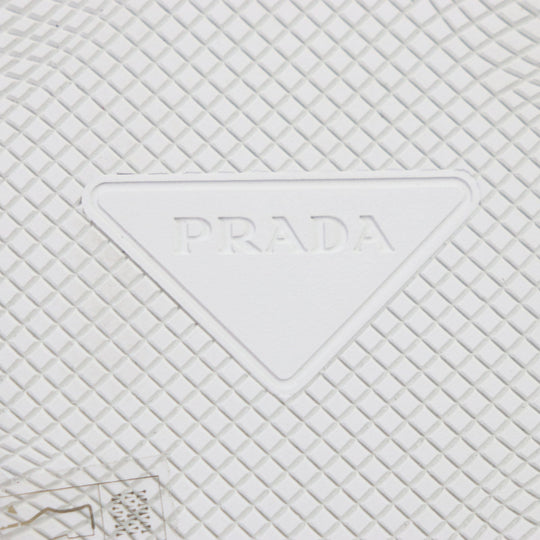 PRADA Low cut sneakers 2EG326 Nylon Leather white mens 5 Used Authentic