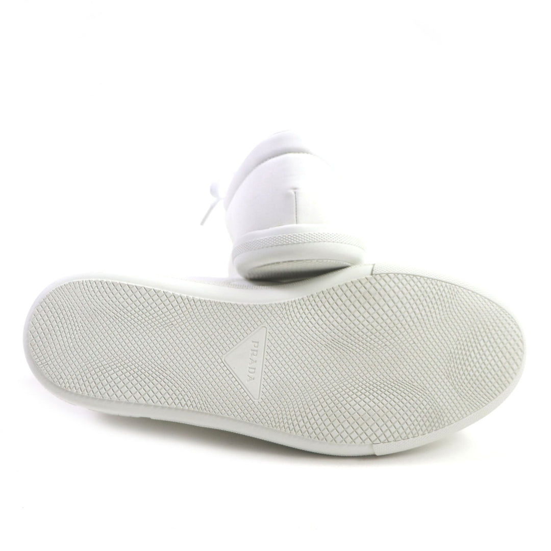 PRADA Low cut sneakers 2EG326 Nylon Leather white mens 5 Used Authentic