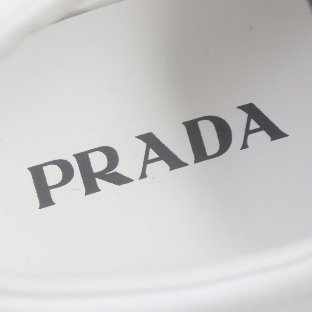 PRADA Low cut sneakers 2EG326 Nylon Leather white mens 5 Used Authentic