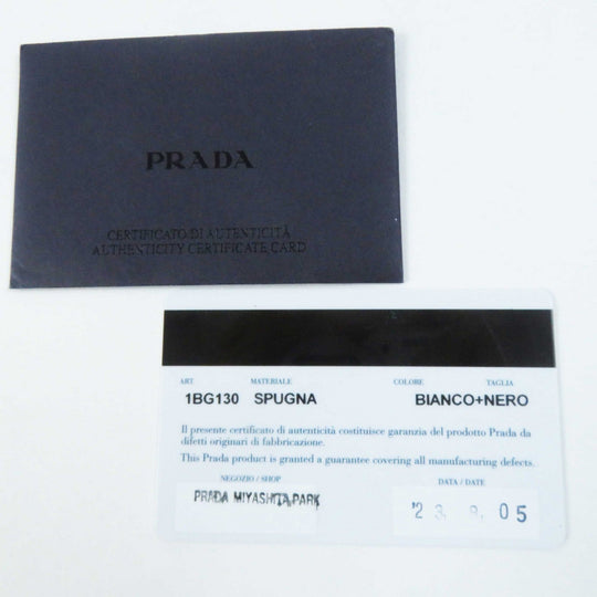 PRADA Tote Bag 1BG130 Pile fabric Bianco Nero terry Women Used Authentic