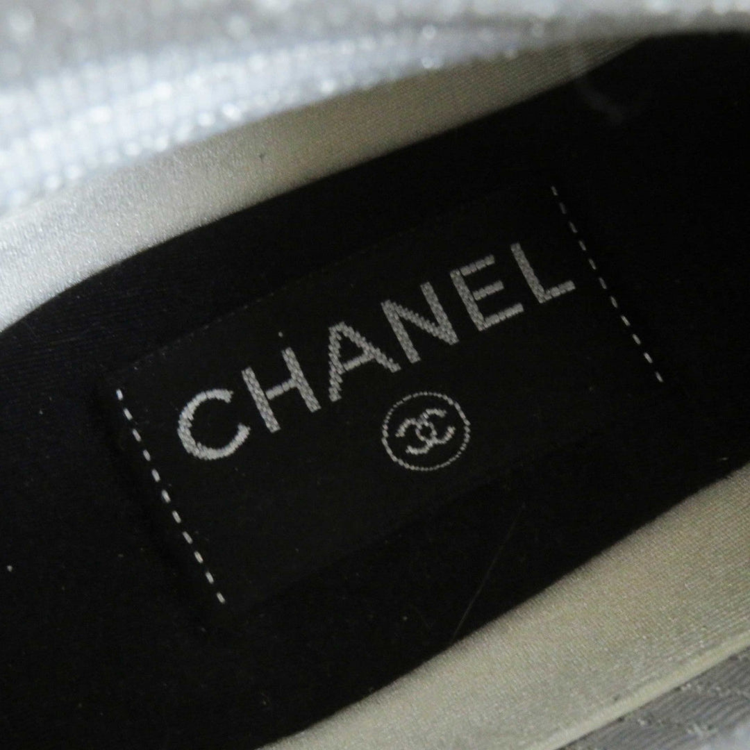 CHANEL sneakers G33070 knitted leather gray 37 1/2