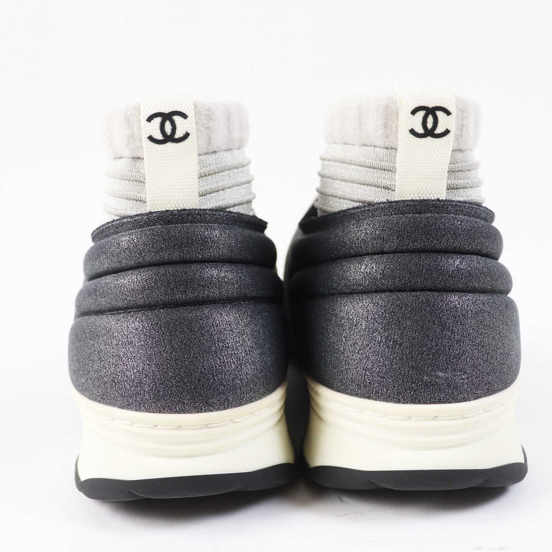 CHANEL sneakers G33070 knitted leather gray 37 1/2