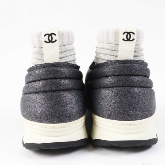 CHANEL sneakers G33070 knitted leather gray 37 1/2