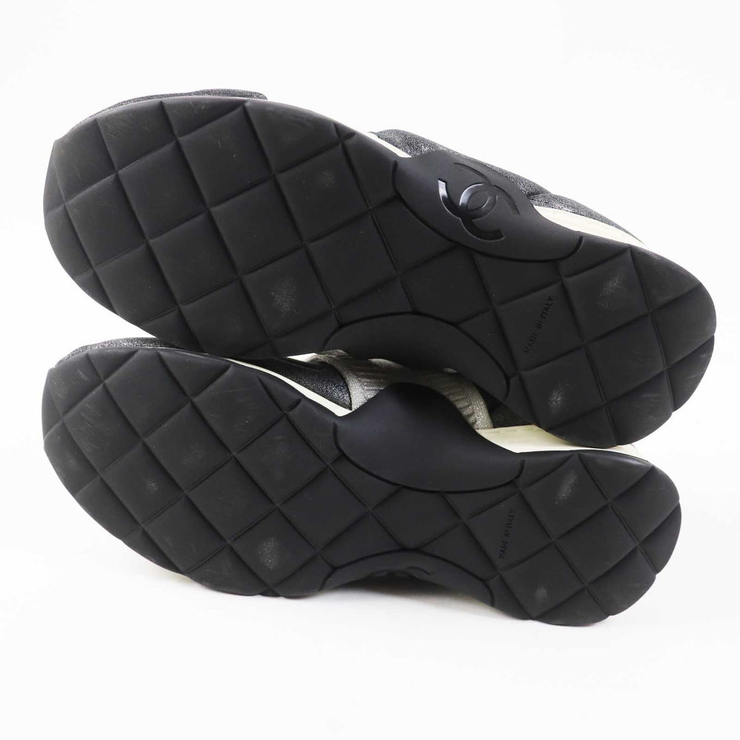 CHANEL sneakers G33070 knitted leather gray 37 1/2