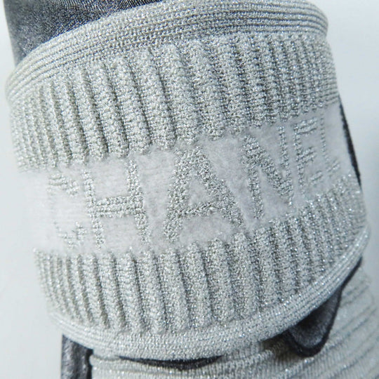 CHANEL sneakers G33070 knitted leather gray 37 1/2