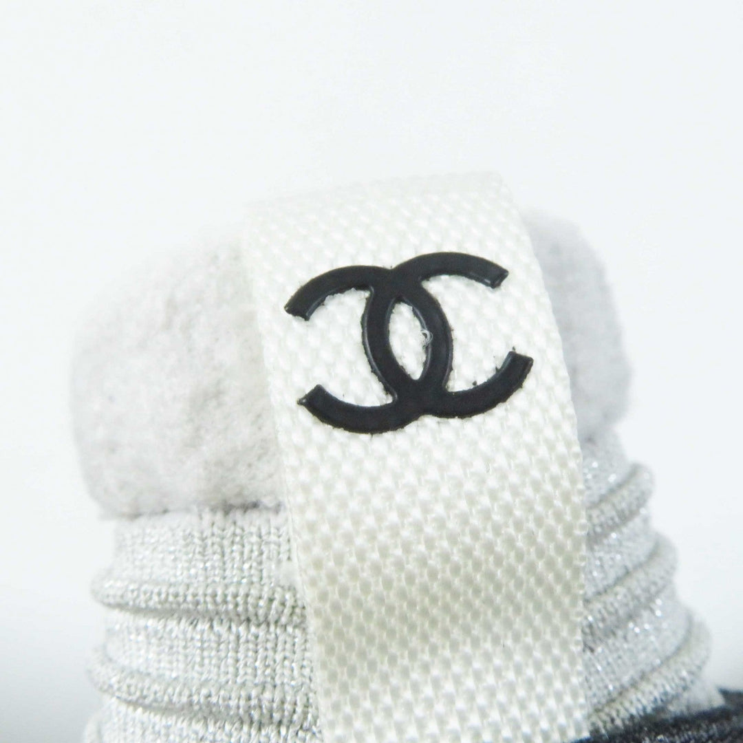 CHANEL sneakers G33070 knitted leather gray 37 1/2