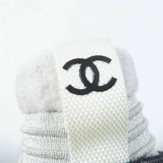 CHANEL sneakers G33070 knitted leather gray 37 1/2