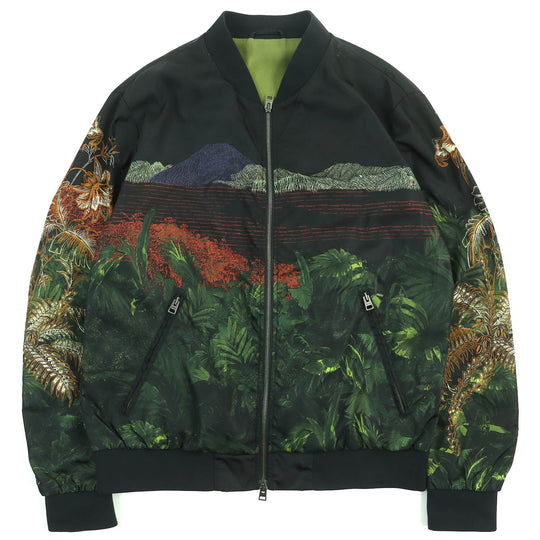 ETRO Bomber jacket Outer: 100% nylon, Lining: 100% cupra, Rib part: 98% cotton, 2% polyurethane, Sleeve lining: 54% acetate, 46% polyester Black multicolor mens XL Used Authentic