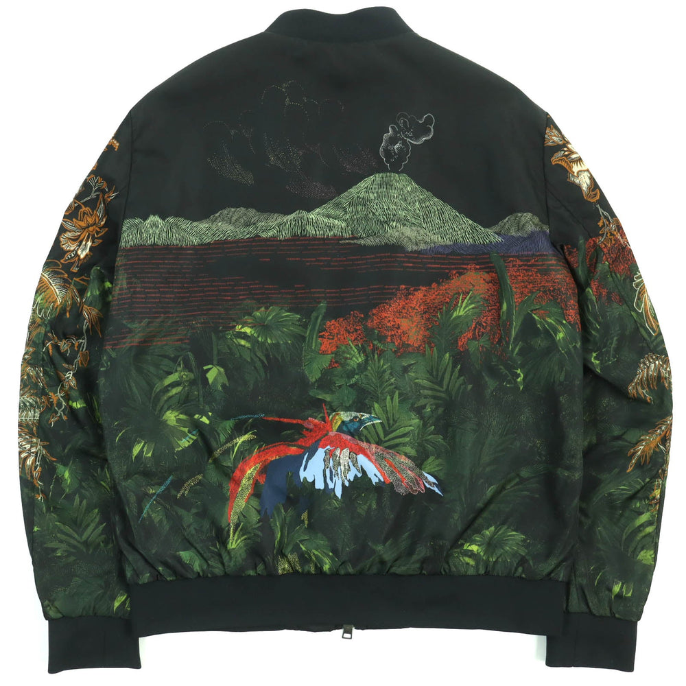 ETRO Bomber jacket Outer: 100% nylon, Lining: 100% cupra, Rib part: 98% cotton, 2% polyurethane, Sleeve lining: 54% acetate, 46% polyester Black multicolor mens XL Used Authentic
