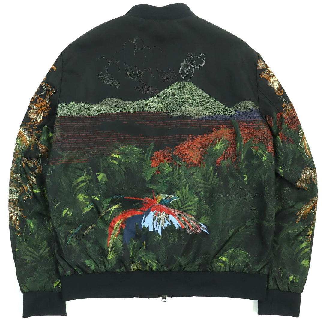ETRO Bomber jacket Outer: 100% nylon, Lining: 100% cupra, Rib part: 98% cotton, 2% polyurethane, Sleeve lining: 54% acetate, 46% polyester Black multicolor mens XL Used Authentic