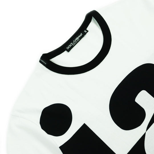 DOLCE&GABBANA Short sleeve T-shirt G8GX8T Main: 100% cotton White black mens 46 Used Authentic