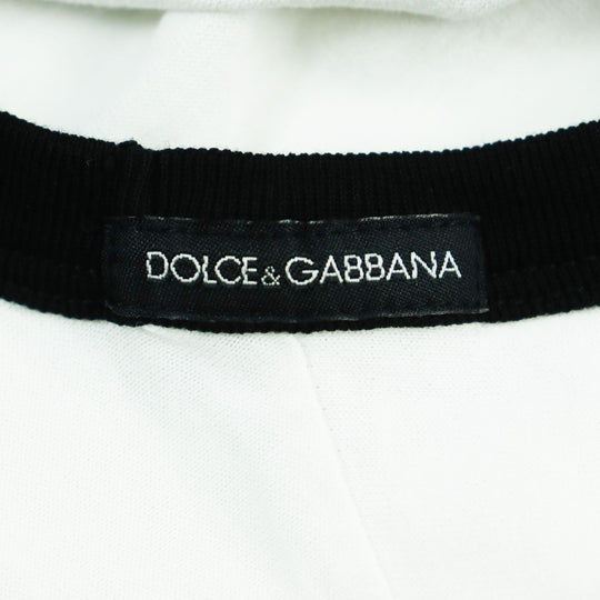 DOLCE&GABBANA Short sleeve T-shirt G8GX8T Main: 100% cotton White black mens 46 Used Authentic