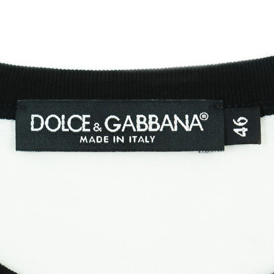 DOLCE&GABBANA Short sleeve T-shirt G8GX8T Main: 100% cotton White black mens 46 Used Authentic