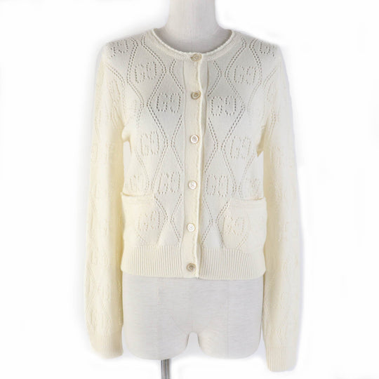 GUCCI cardigan 642117 Main: 100% wool Ivory Women XS Used Authentic