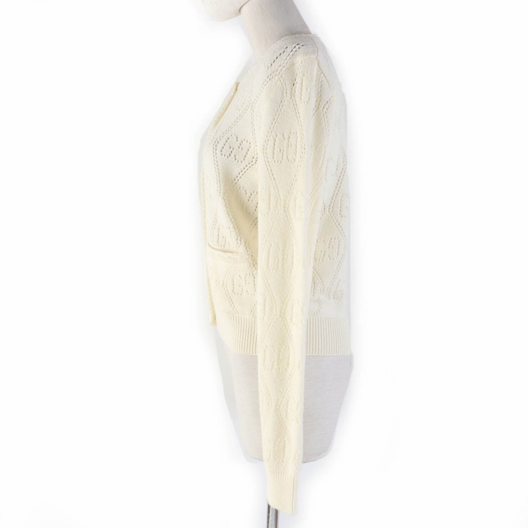 GUCCI cardigan 642117 Main: 100% wool Ivory Women XS Used Authentic