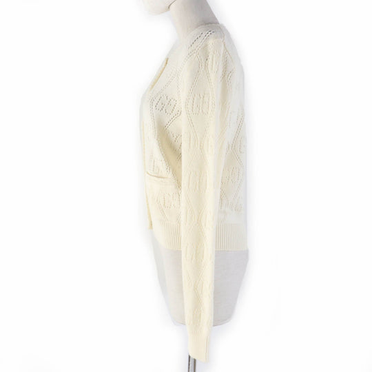 GUCCI cardigan 642117 Main: 100% wool Ivory Women XS Used Authentic
