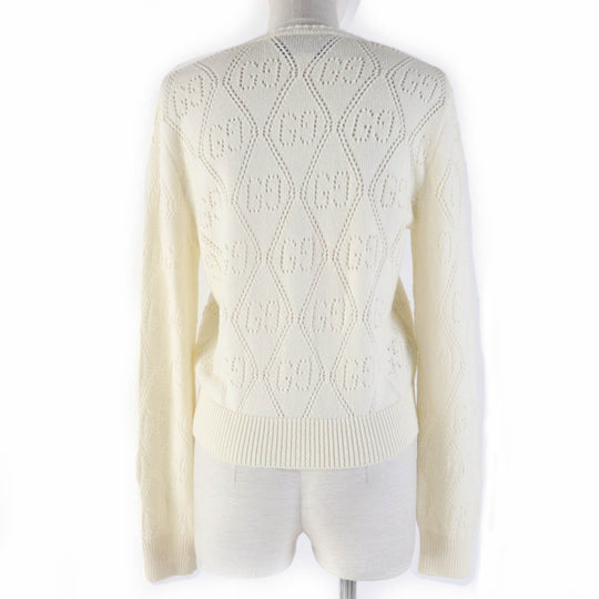 GUCCI cardigan 642117 Main: 100% wool Ivory Women XS Used Authentic