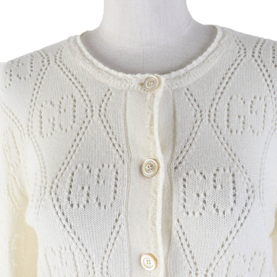 GUCCI cardigan 642117 Main: 100% wool Ivory Women XS Used Authentic