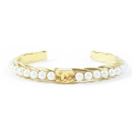 CHANEL Bangle B23 A Gold Plated, Faux Pearl gold Women S Used Authentic