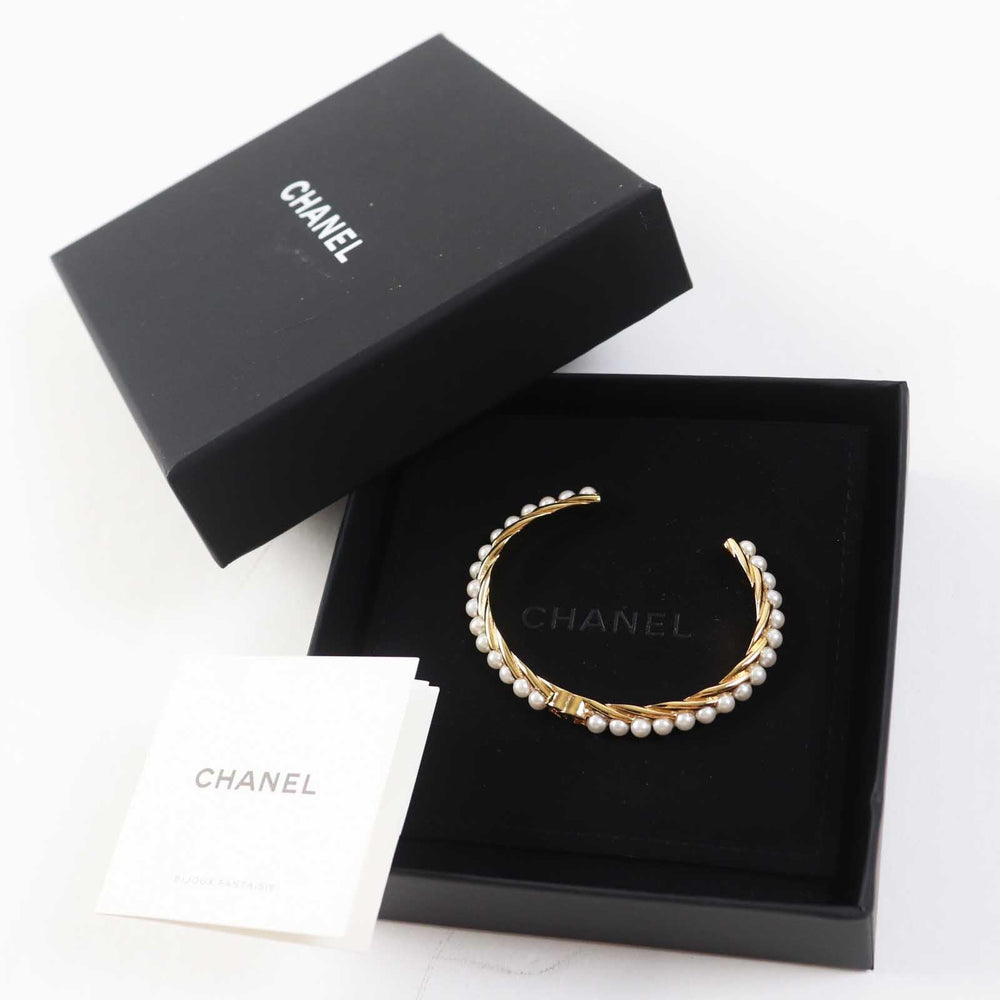 CHANEL Bangle B23 A Gold Plated, Faux Pearl gold Women S Used Authentic