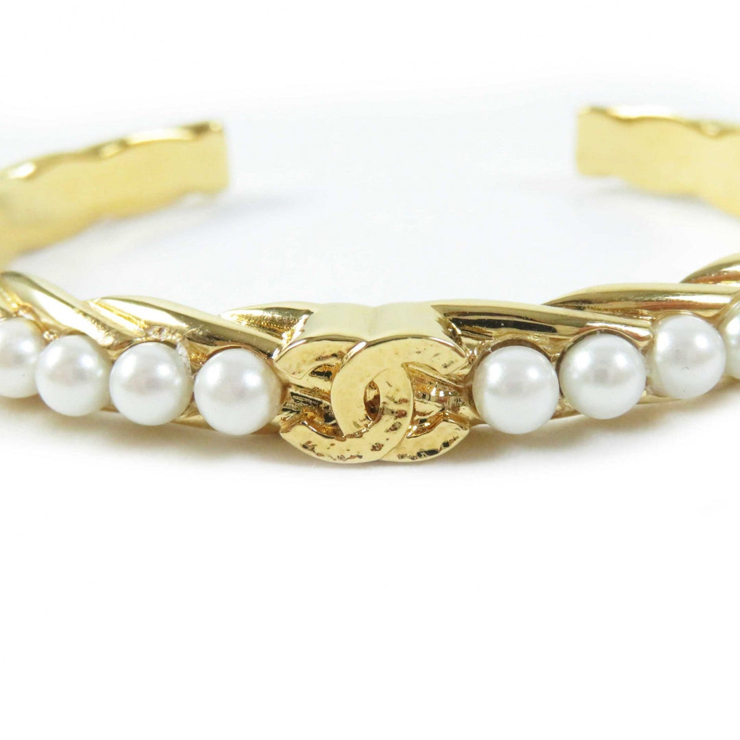 CHANEL Bangle B23 A Gold Plated, Faux Pearl gold Women S Used Authentic