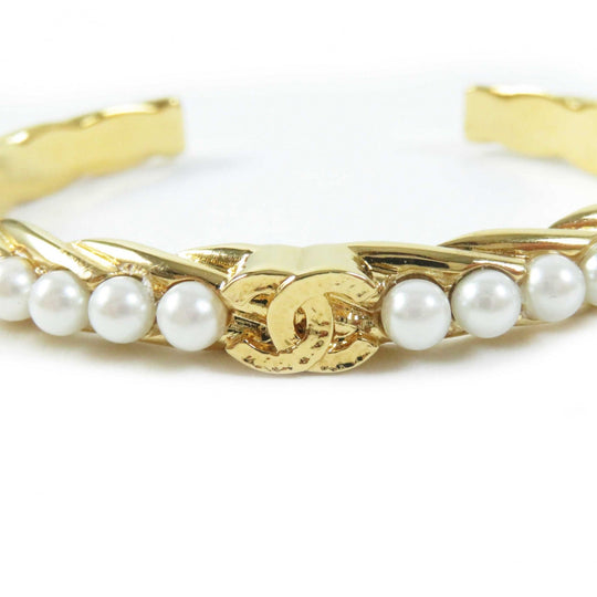 CHANEL Bangle B23 A Gold Plated, Faux Pearl gold Women S Used Authentic