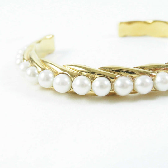 CHANEL Bangle B23 A Gold Plated, Faux Pearl gold Women S Used Authentic