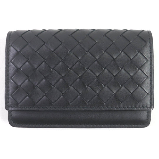 BOTTEGAVENETA Card Case 605720 Main: Leather black mens Used Authentic
