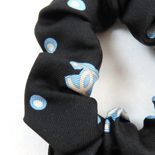 CHANEL hair accessory Main: 100% silk Black light blue Women Used Authentic