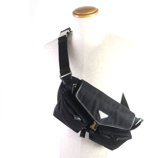 PRADA Sling bag 2VH174 Re-Nylon Leather black mens Used Authentic