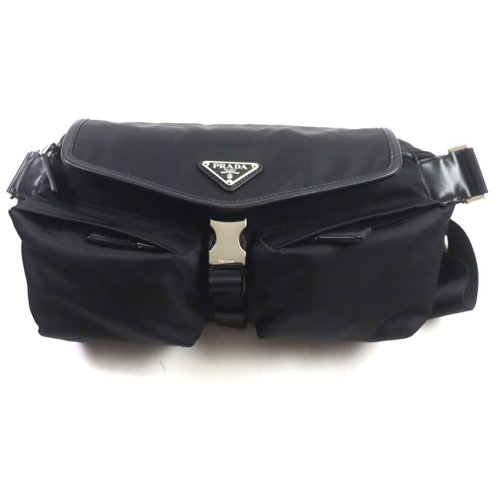 PRADA Sling bag 2VH174 Re-Nylon Leather black mens Used Authentic
