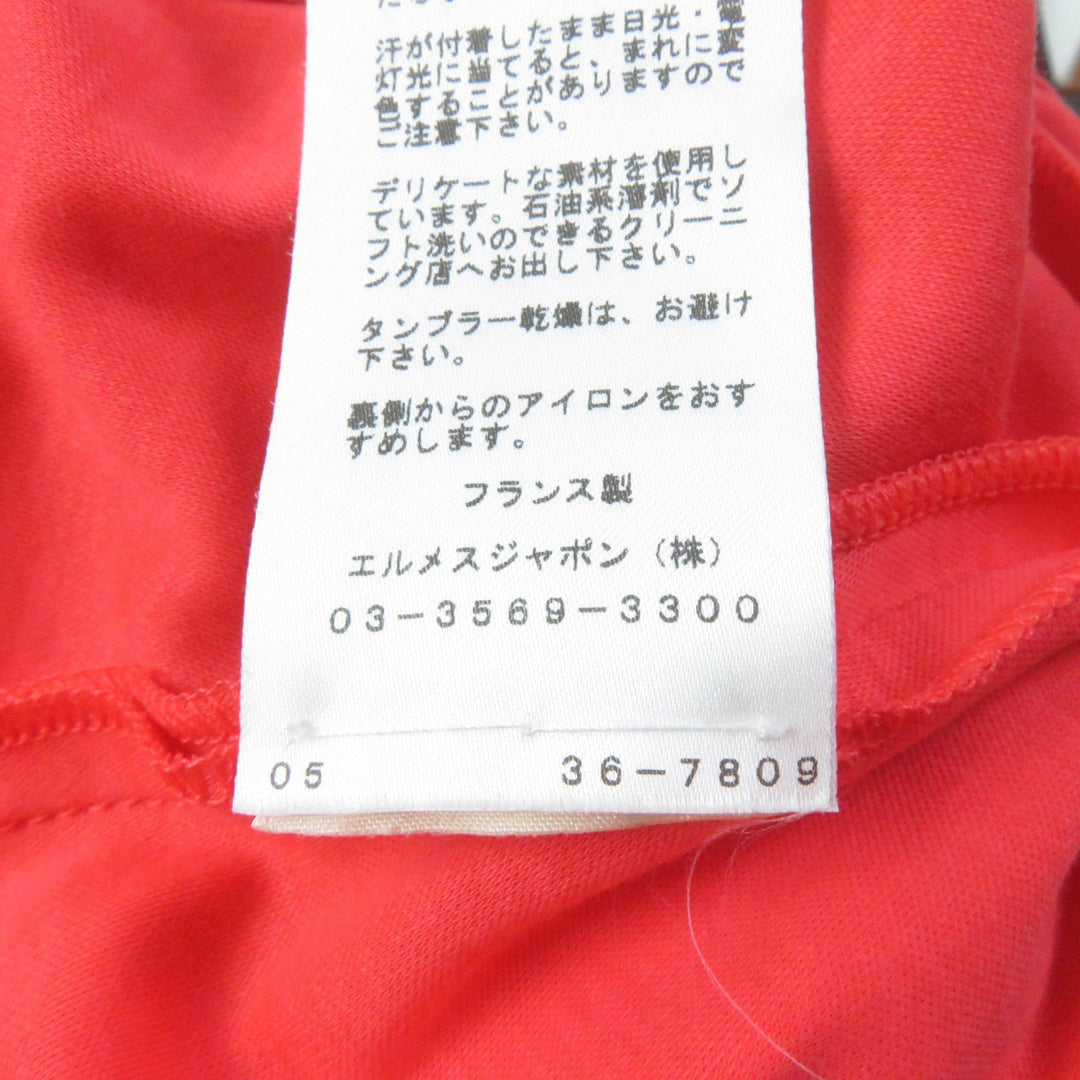 HERMES Hoodie Main: 100% cotton, some parts: sheep leather Orange Women 34 Used Authentic