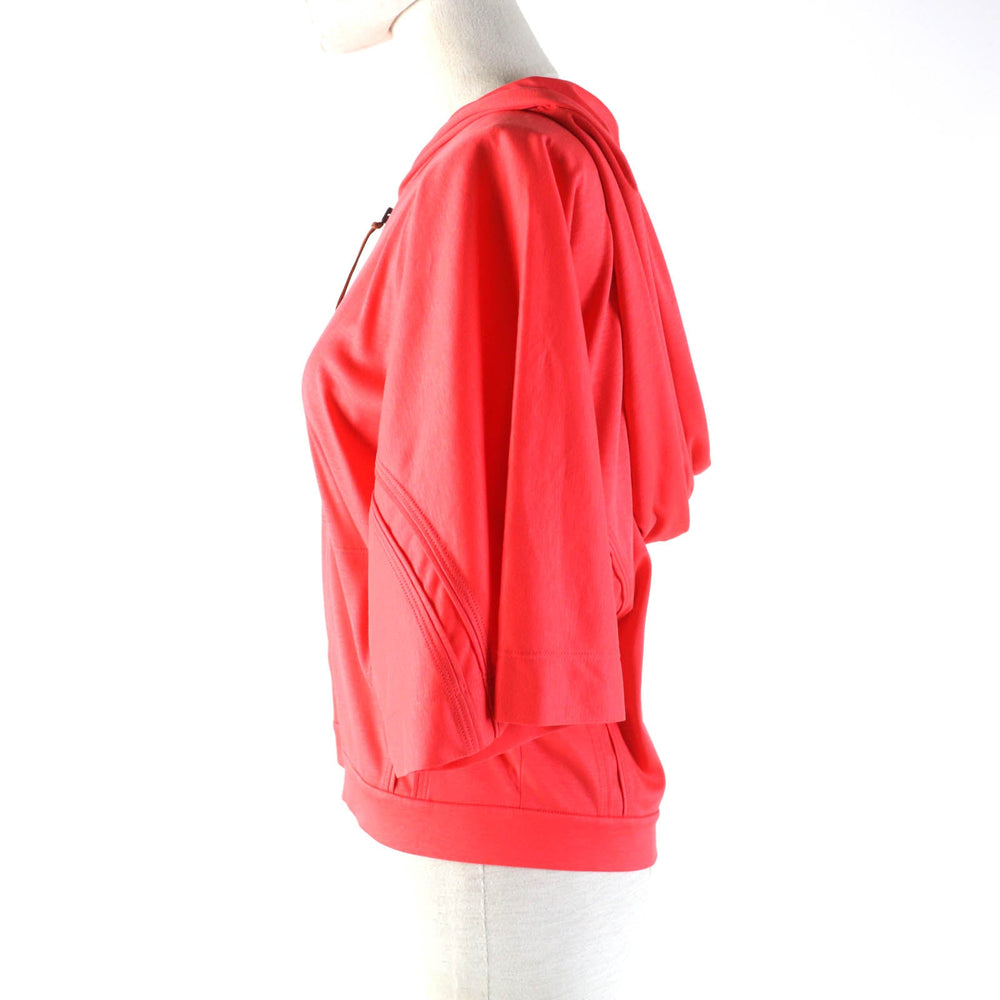 HERMES Hoodie Main: 100% cotton, some parts: sheep leather Orange Women 34 Used Authentic