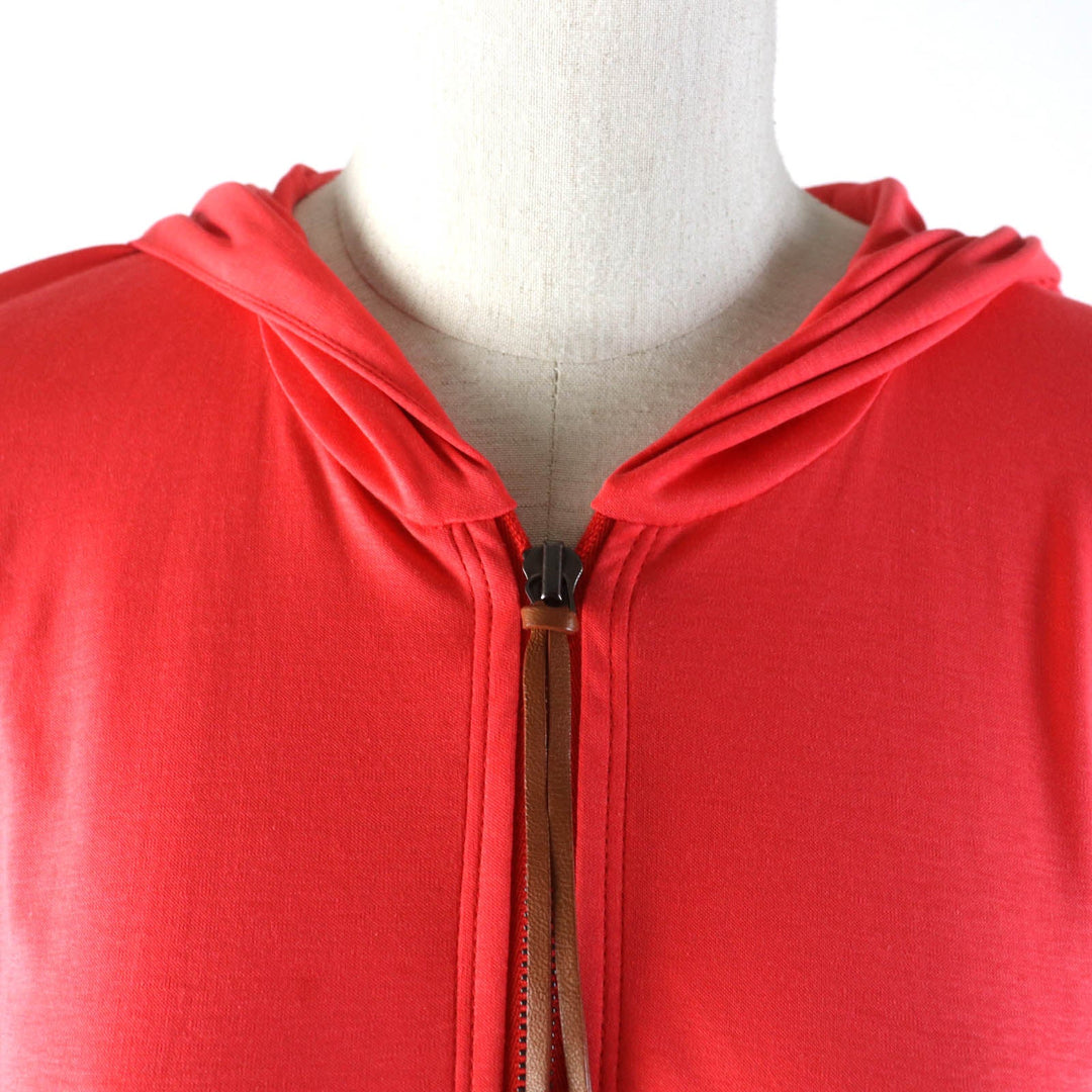 HERMES Hoodie Main: 100% cotton, some parts: sheep leather Orange Women 34 Used Authentic