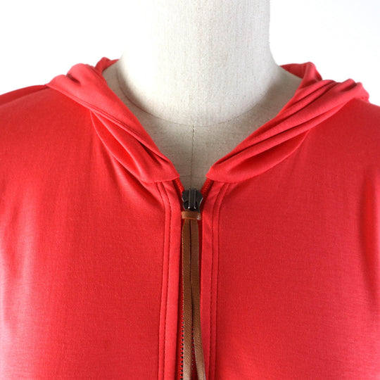 HERMES Hoodie Main: 100% cotton, some parts: sheep leather Orange Women 34 Used Authentic