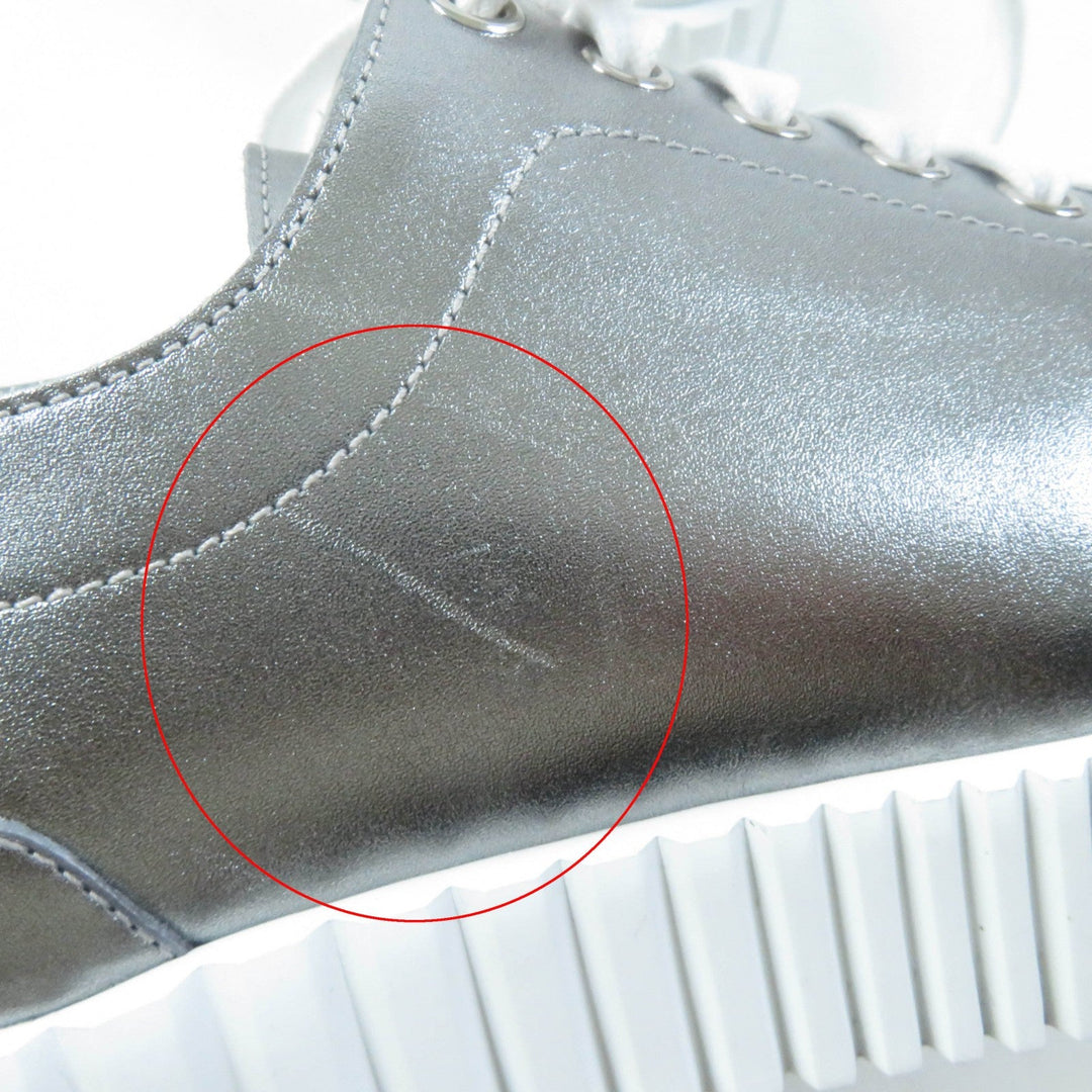 HERMES sneakers Main: Leather Silver Cross Women 35 Used Authentic