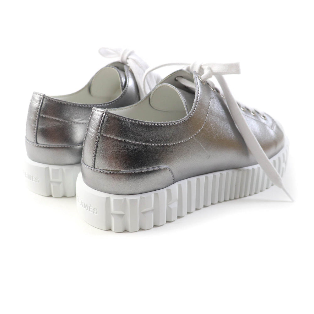 HERMES sneakers Main: Leather Silver Cross Women 35 Used Authentic