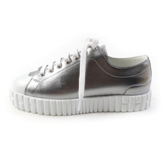 HERMES sneakers Main: Leather Silver Cross Women 35 Used Authentic