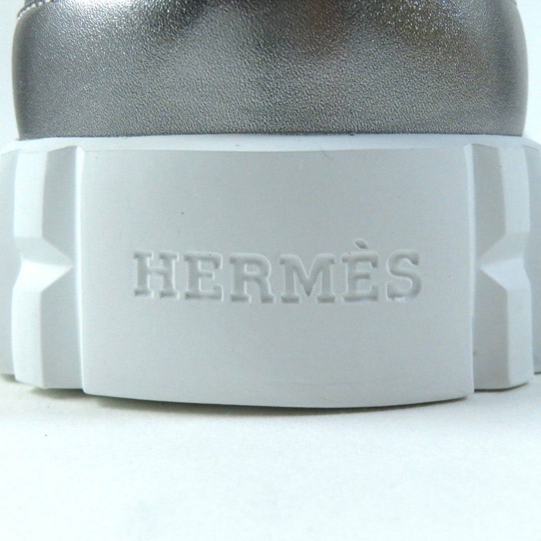 HERMES sneakers Main: Leather Silver Cross Women 35 Used Authentic