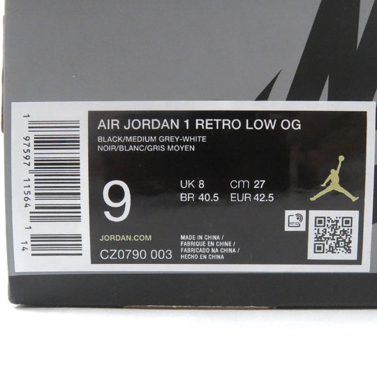 NIKE Low cut sneakers CZ0790-003 Main: Leather Black White Medium Gray AIR JORDAN 1 RETRO LOW OG Shadow mens 42.5 Used Authentic
