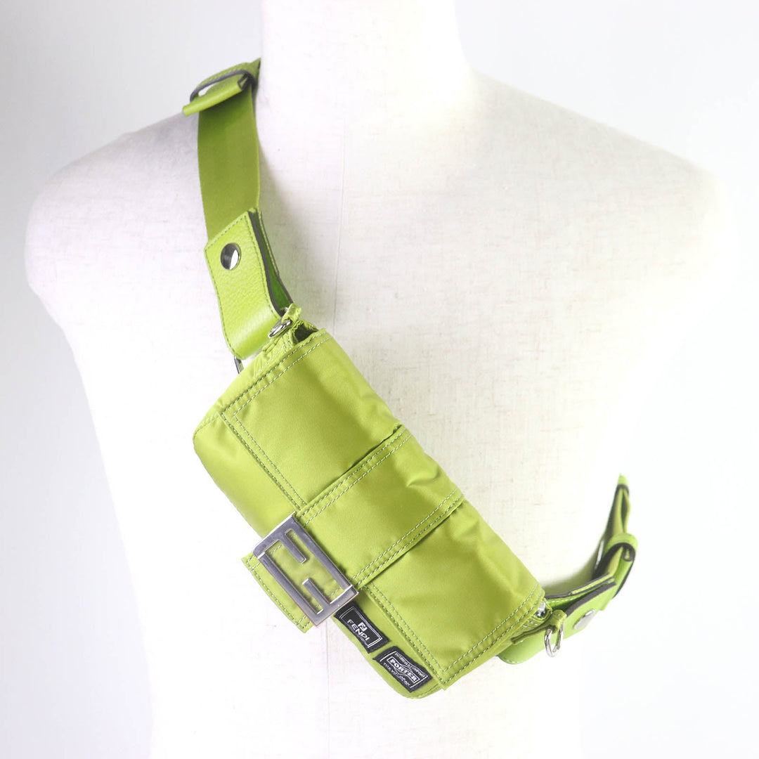 FENDI Sling bag 7AS138 Main: Nylon, Main: Leather wasabi green Baguette Mini mens Used Authentic