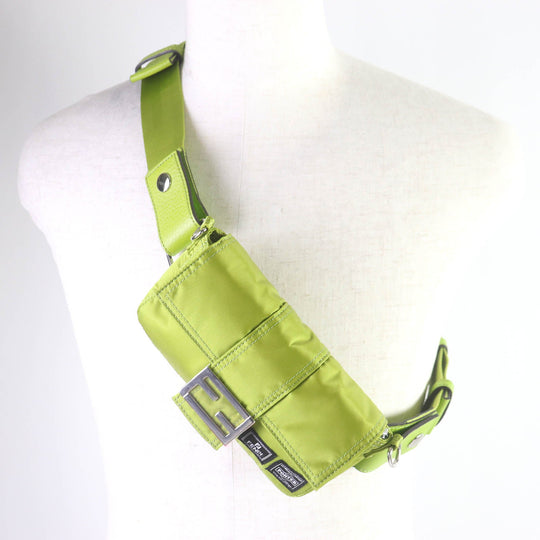 FENDI Sling bag 7AS138 Main: Nylon, Main: Leather wasabi green Baguette Mini mens Used Authentic