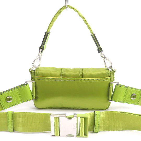 FENDI Sling bag 7AS138 Main: Nylon, Main: Leather wasabi green Baguette Mini mens Used Authentic