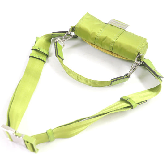 FENDI Sling bag 7AS138 Main: Nylon, Main: Leather wasabi green Baguette Mini mens Used Authentic