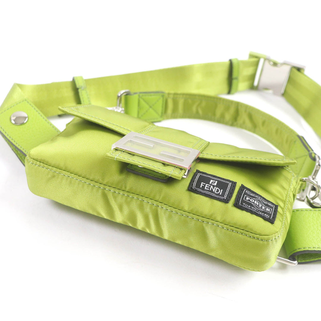 FENDI Sling bag 7AS138 Main: Nylon, Main: Leather wasabi green Baguette Mini mens Used Authentic