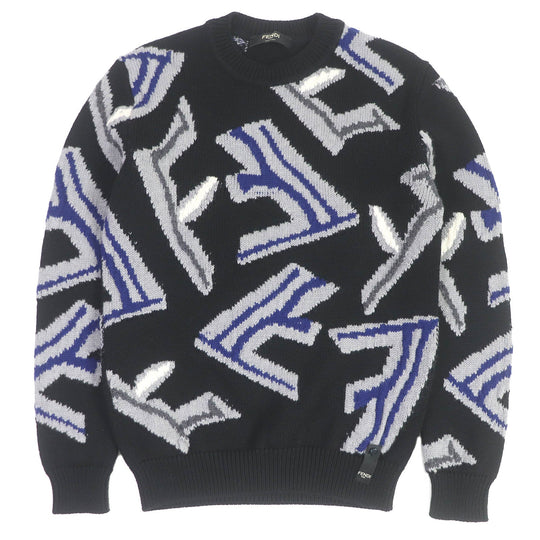 FENDI sweater FZX013 Main: 100% virgin wool black mens 44 Used Authentic