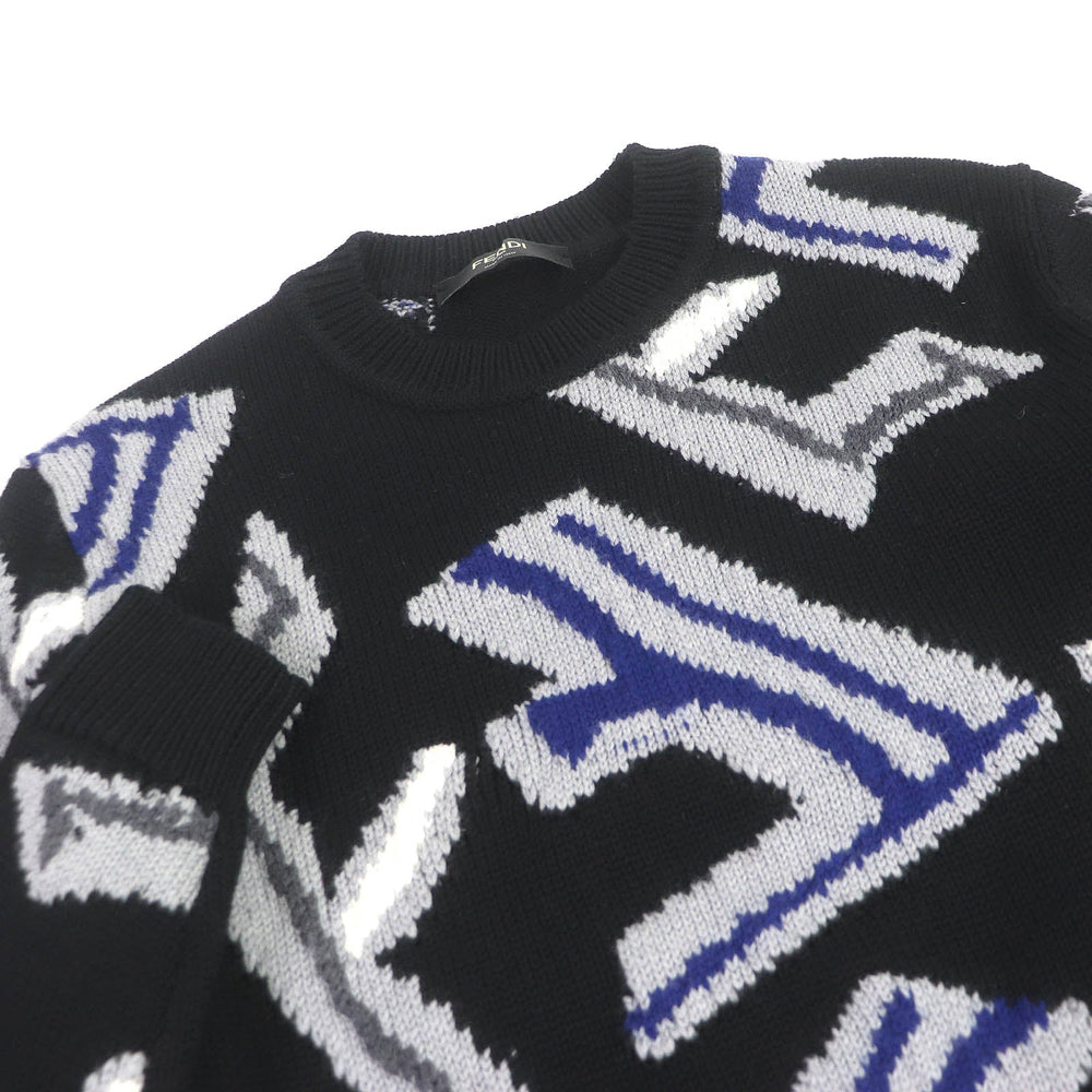 FENDI sweater FZX013 Main: 100% virgin wool black mens 44 Used Authentic