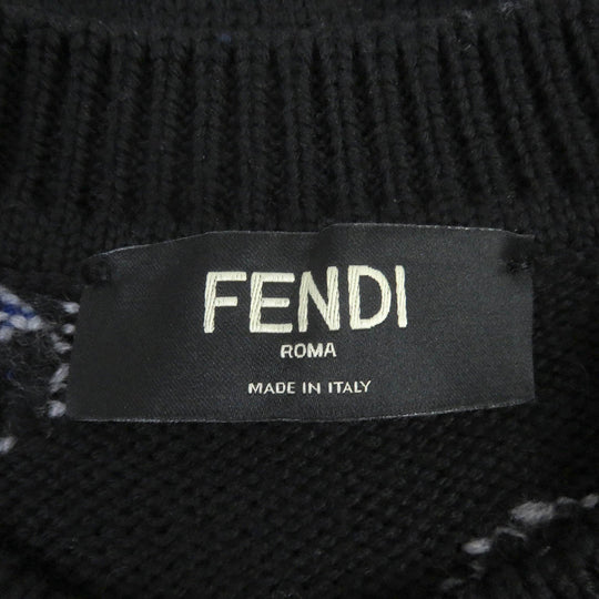 FENDI sweater FZX013 Main: 100% virgin wool black mens 44 Used Authentic